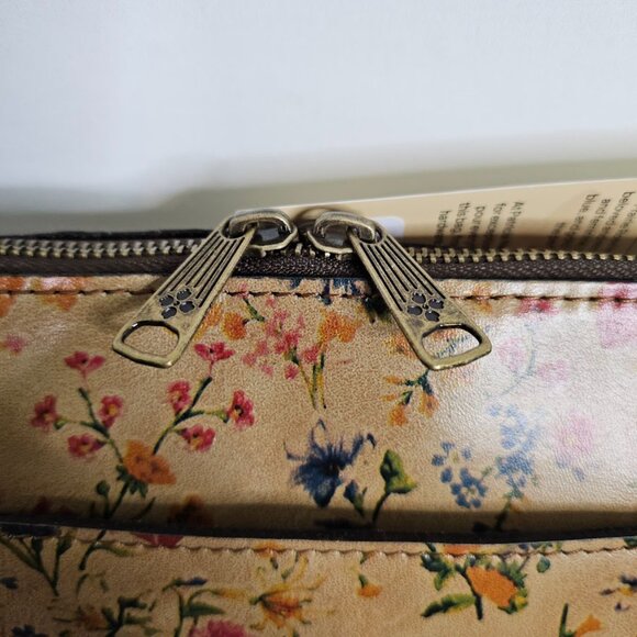 NWT PATRICIA NASH Vallata Crossbody Bag PRAIRIE ROSE TAN FLORAL Leather Nazaire - Picture 4 of 9